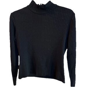 St. John Black‎ Ribbed Crop Sweater Sz P